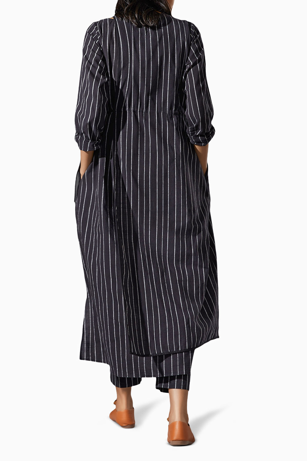 Overlap Black Striped Tunic Co-ord Set