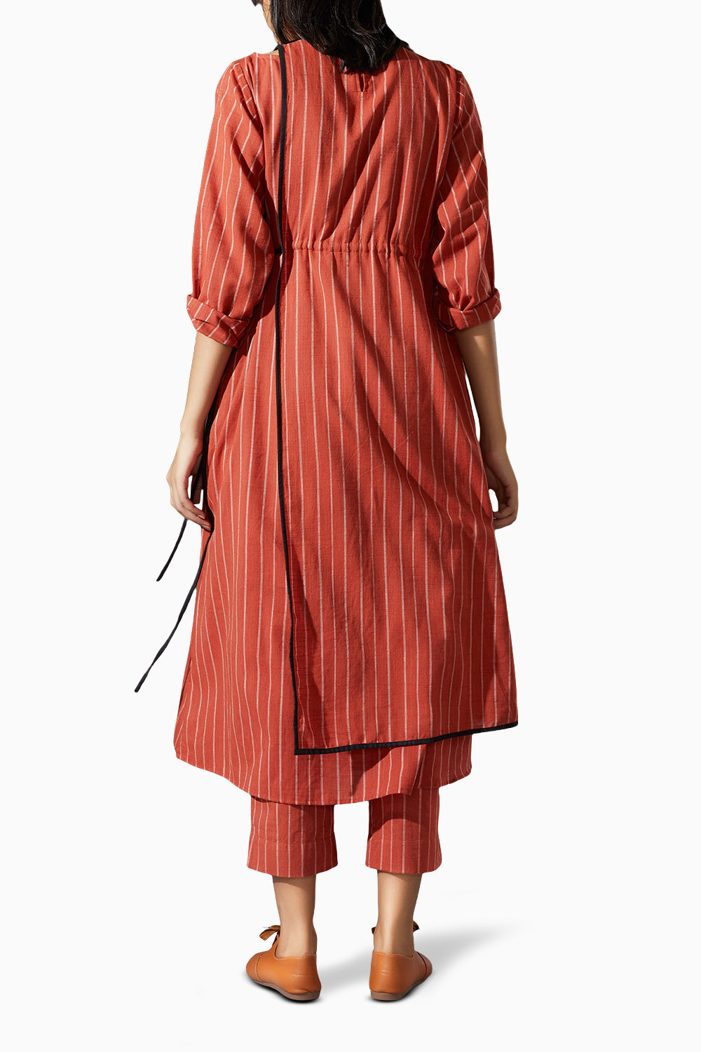 Overlap Rust Striped Tunic Co-ord Set