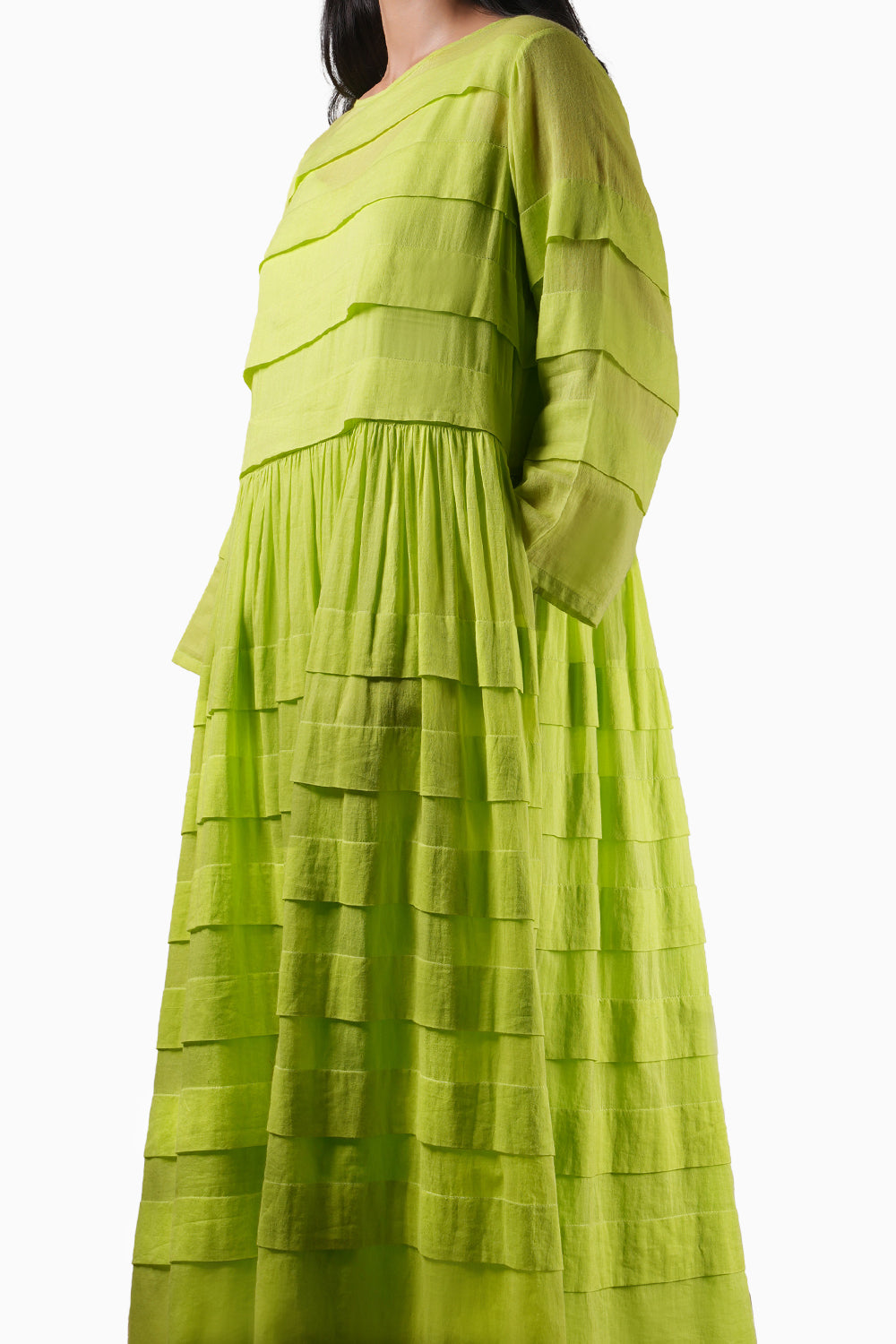 Neon Green Pleated Dress