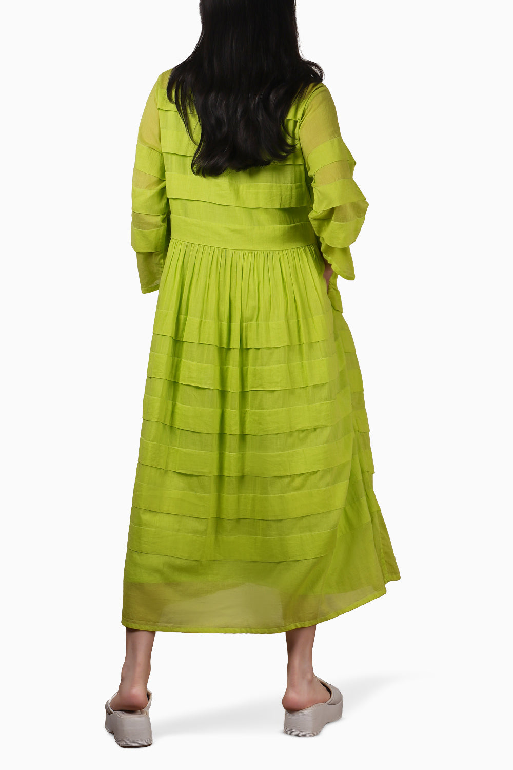 Neon Green Pleated Dress