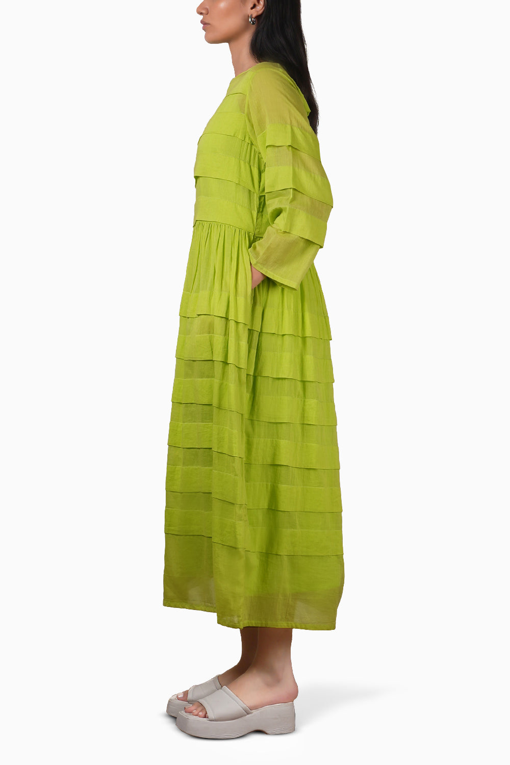 Neon Green Pleated Dress