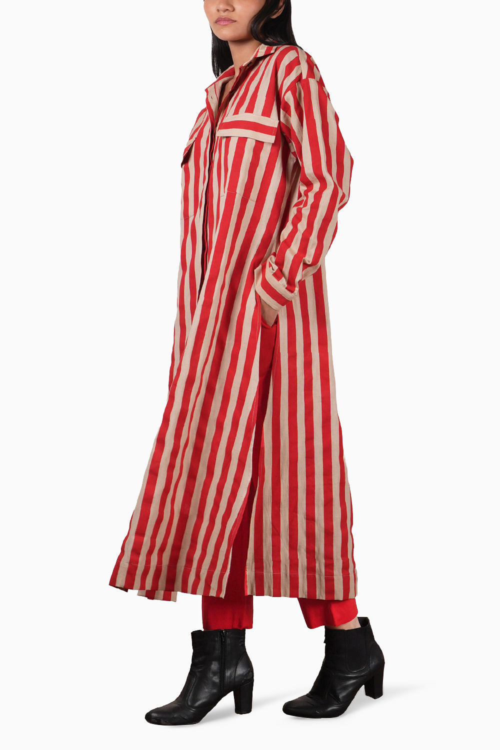 Red Striped Tunic Set