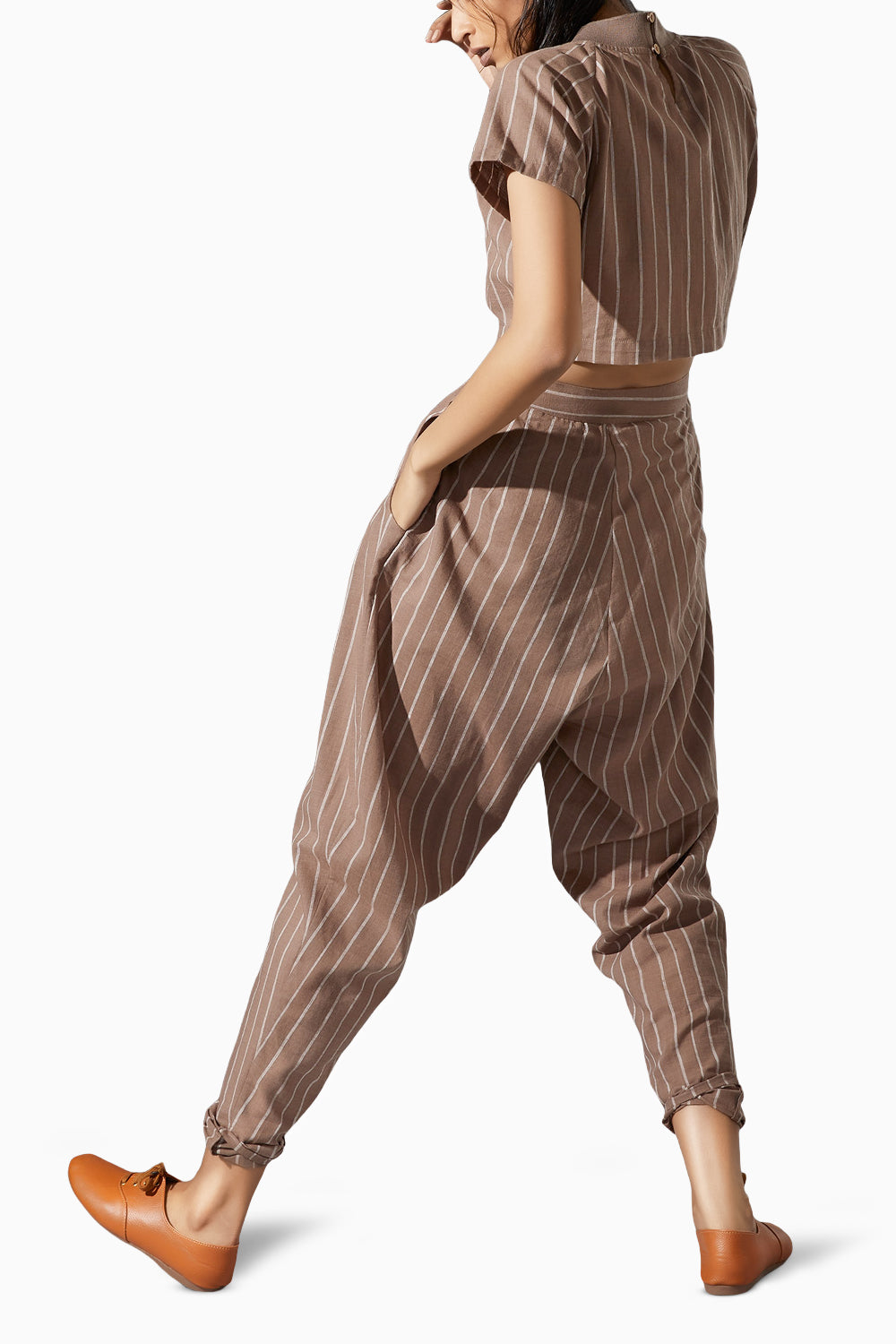 Ribbed Stoka Beige Striped Co-ord Set