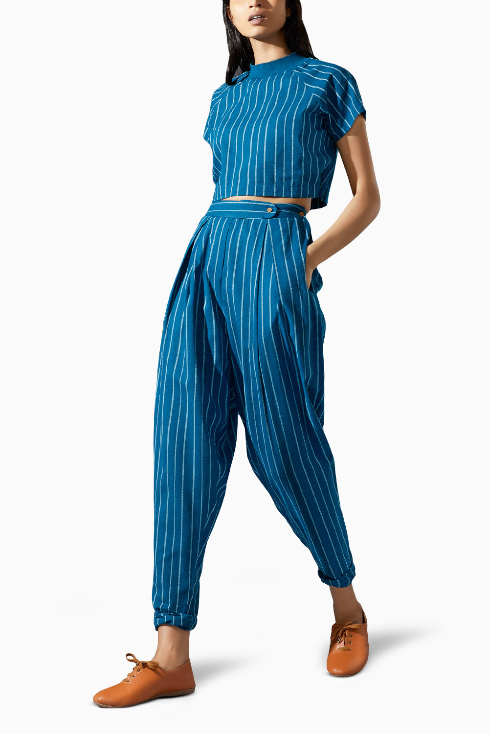 Ribbed Stoka Blue Striped Co-ord Set