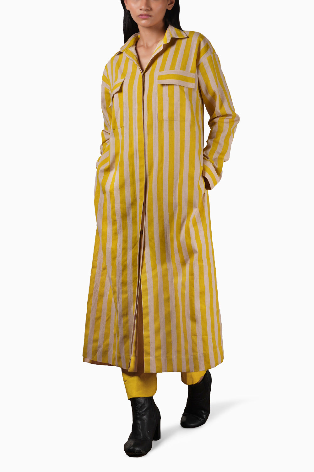 Yellow Striped Tunic Set