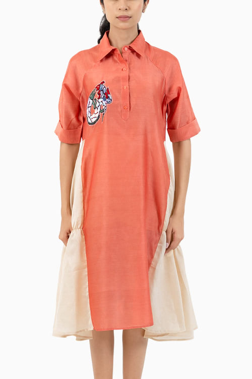 Peach-Ecru Mellisa Dress