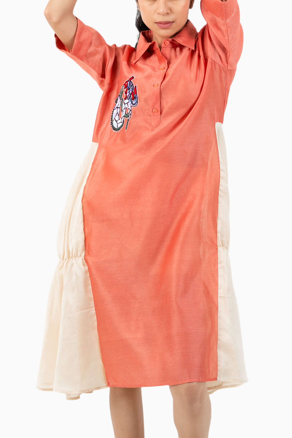 Peach-Ecru Mellisa Dress