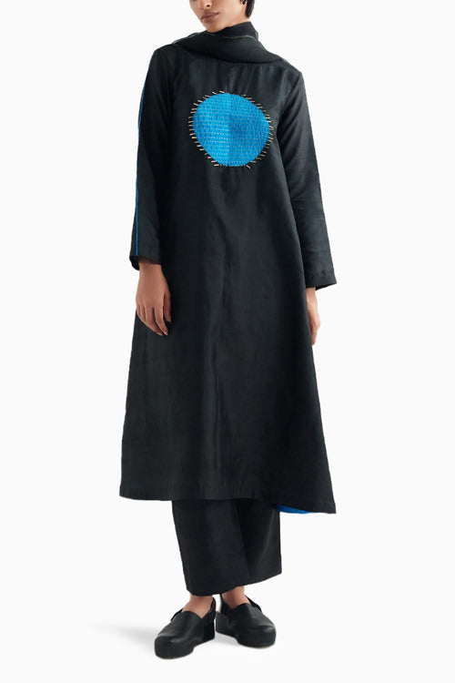 Methyle Blue and Black Moon Metal Kurta
