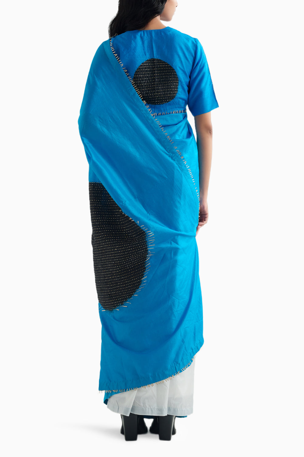 Methyle Blue Ombre Moon Metal Saree