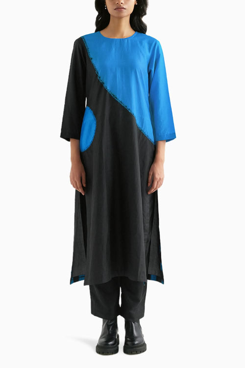 Methyle Blue and Black Welders Kurta