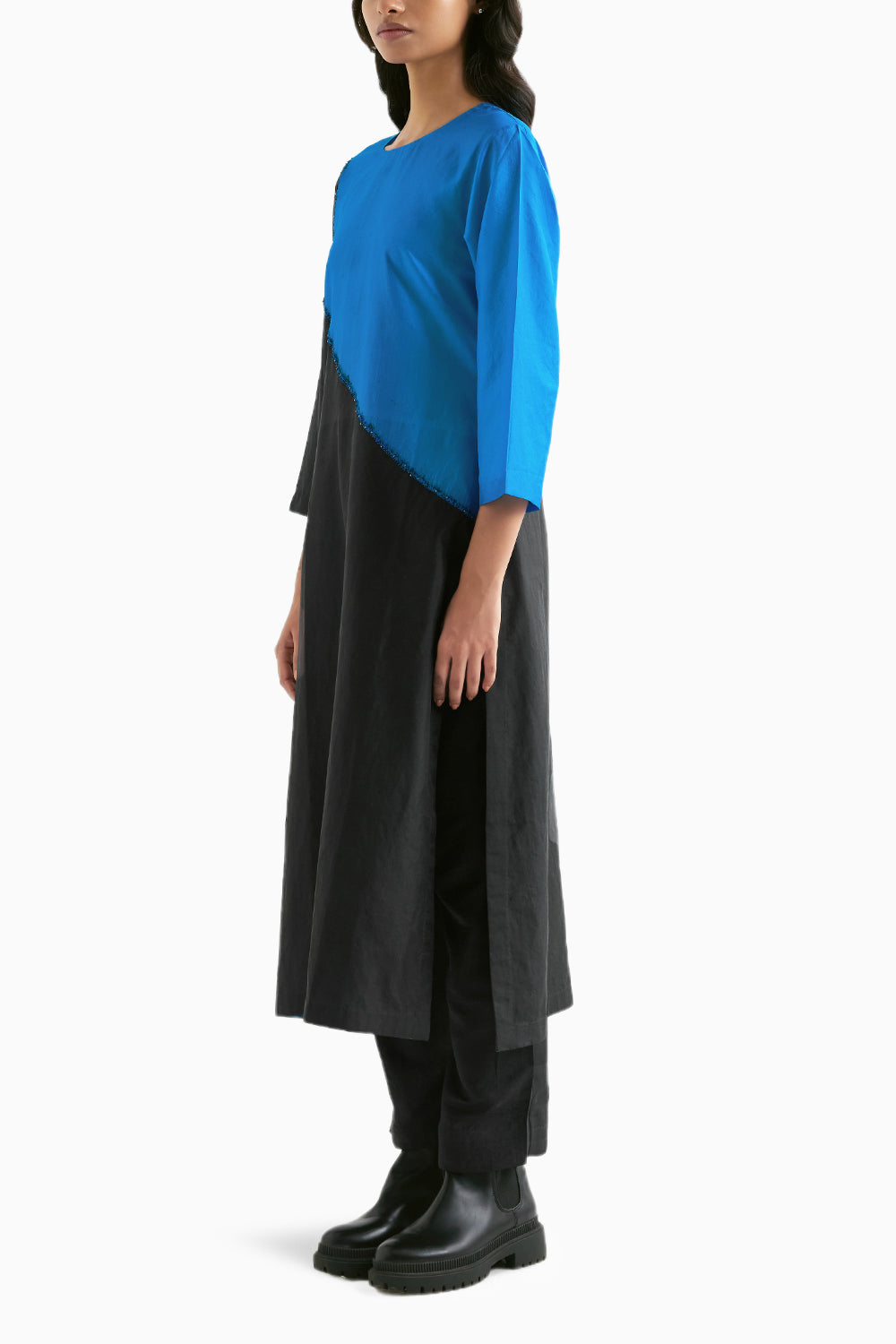 Methyle Blue and Black Welders Kurta