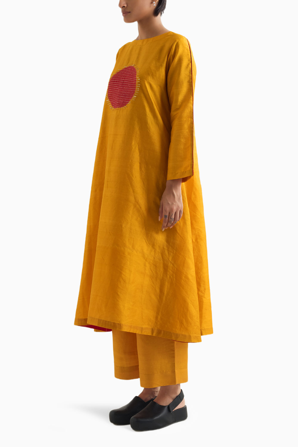 Mineral Yellow and Red Moon Metal Kurta