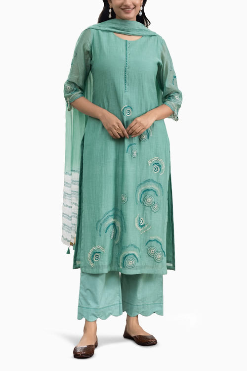 Mint Embroidered Kurta Set