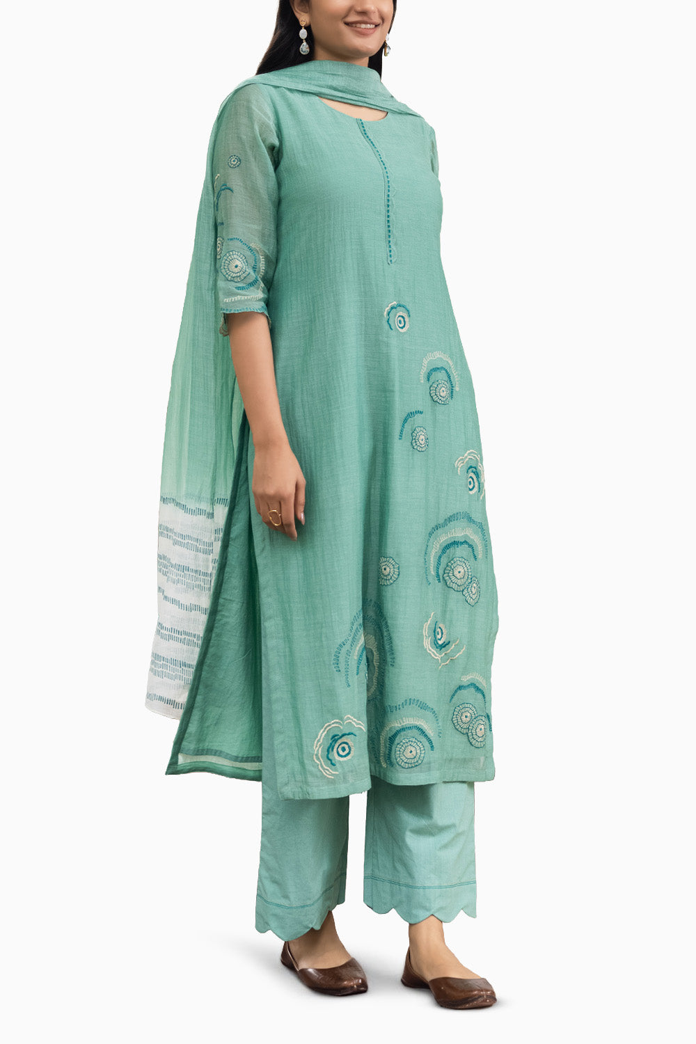 Mint Embroidered Kurta Set