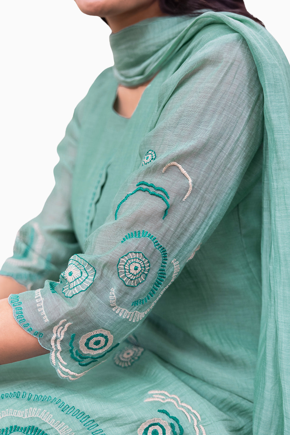 Mint Embroidered Kurta Set