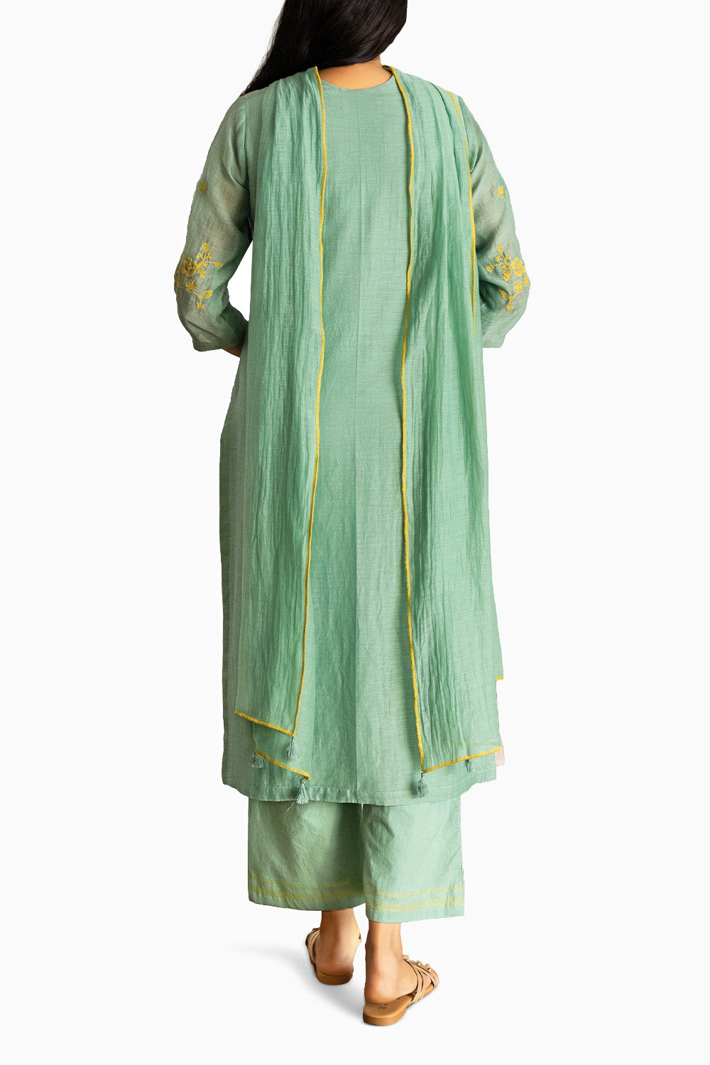 Mint Floral Applique Kurta Set