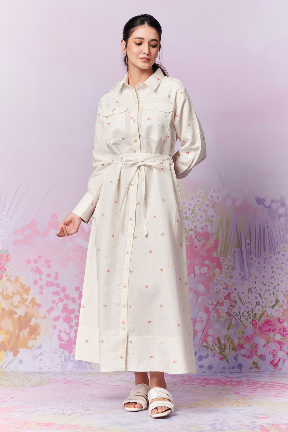 French Country Long Shirt Dress