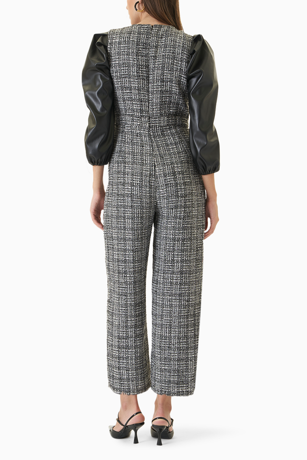 Monochrome Tweed Jumpsuit