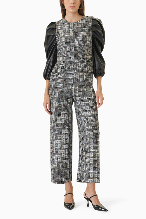 Monochrome Tweed Jumpsuit