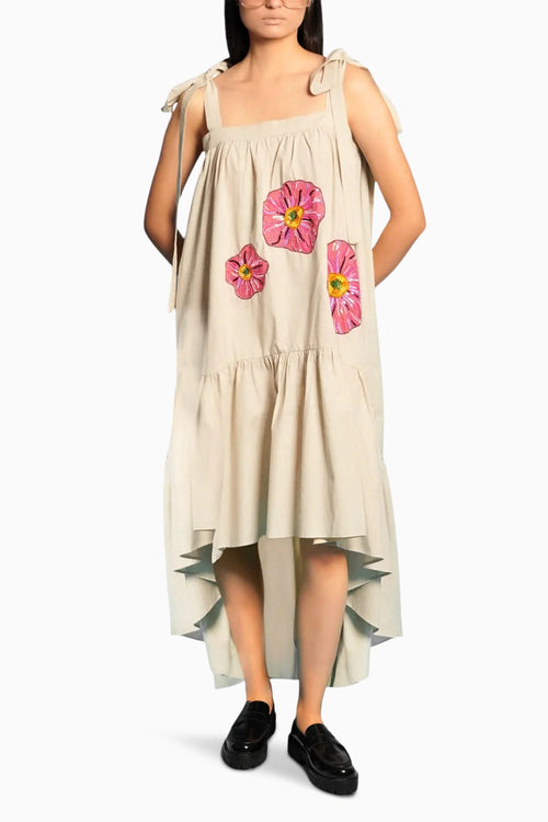 Mud High Low Embroidered Dress