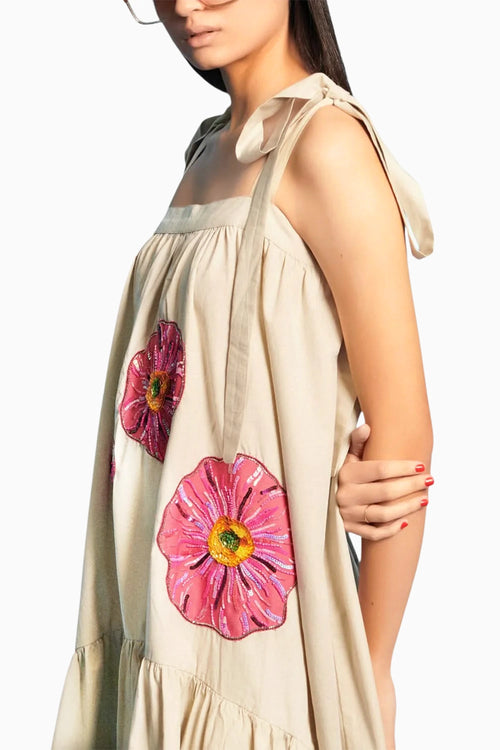 Mud High Low Embroidered Dress
