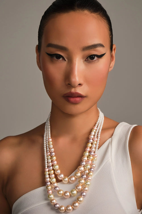 Multicoloured Pearl Layered Necklace