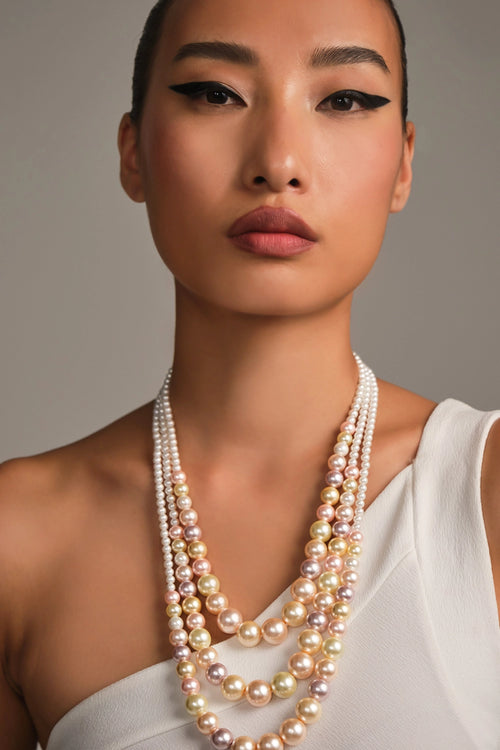 Multicoloured Pearl Layered Necklace