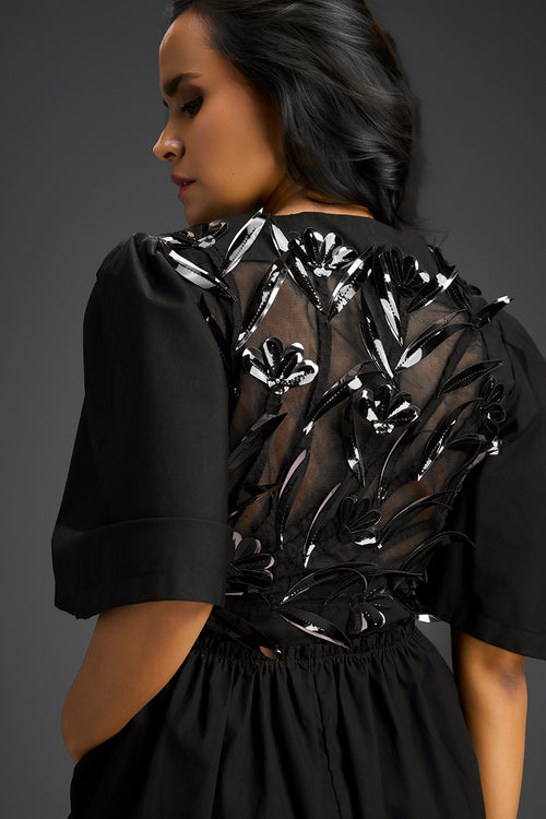 Black V-Neck Playsuit