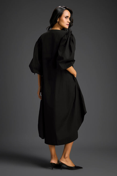 Black High-Low V-Neck Dress