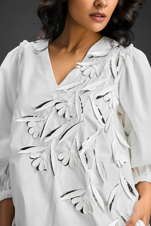 White High-Low V-Neck Dress