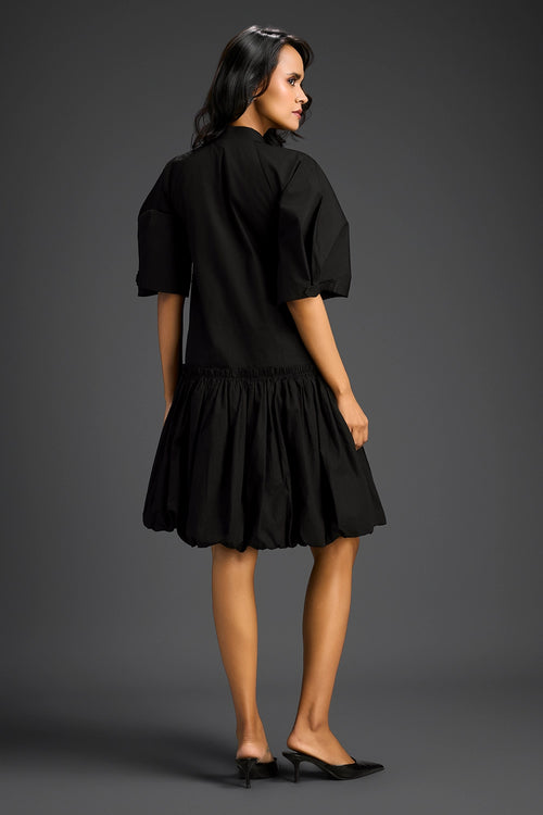 Black Bubble Hem Dress