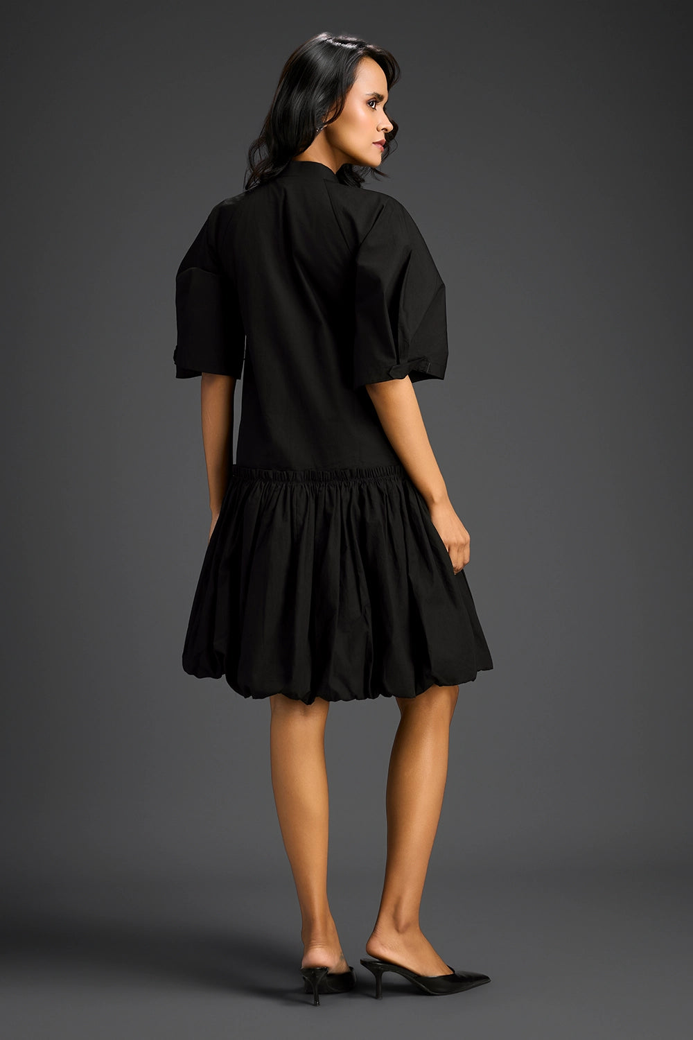 Black Bubble Hem Dress