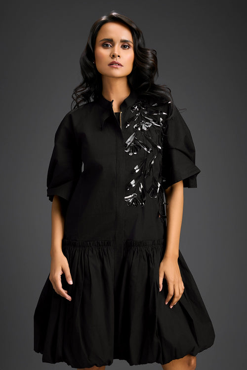 Black Bubble Hem Dress