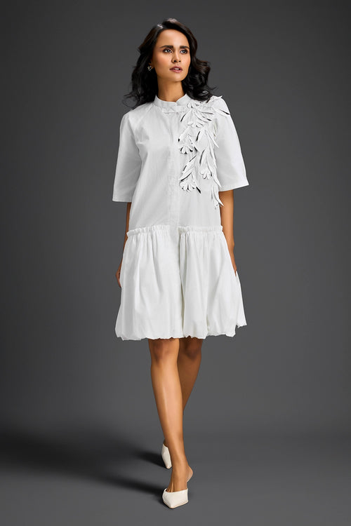 White Bubble Hem Dress