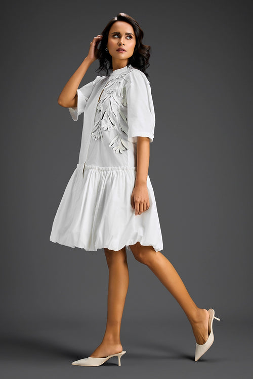 White Bubble Hem Dress
