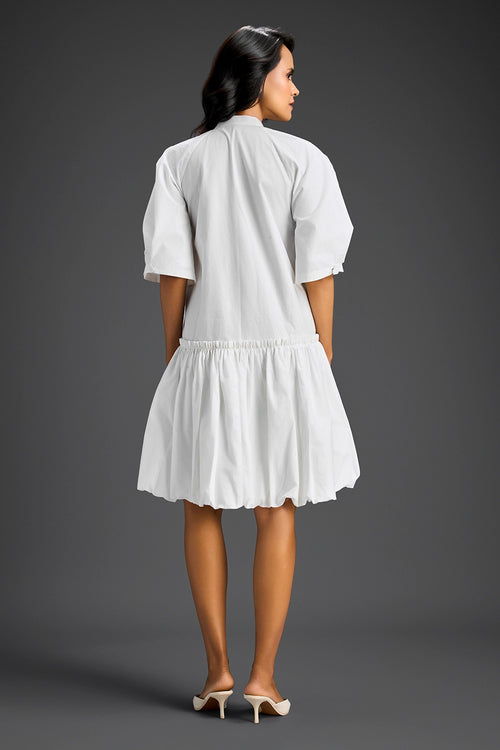 White Bubble Hem Dress