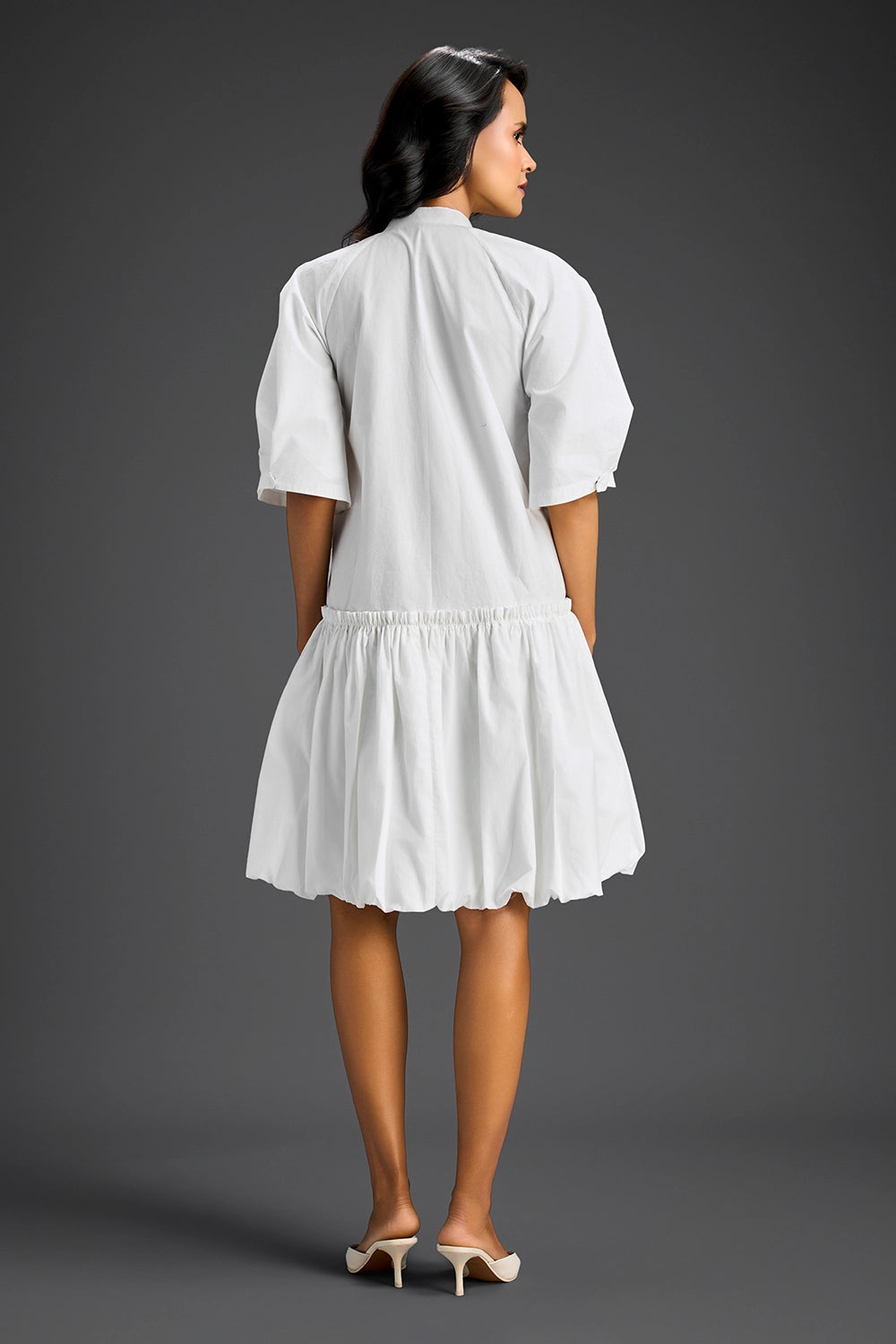 White Bubble Hem Dress
