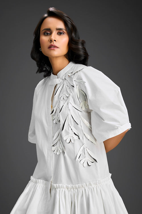 White Bubble Hem Dress