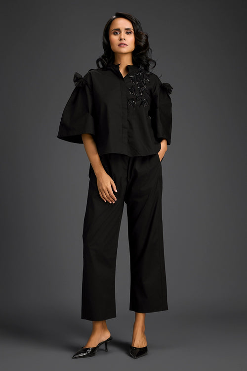 Structured Black Co-ord Set Pants