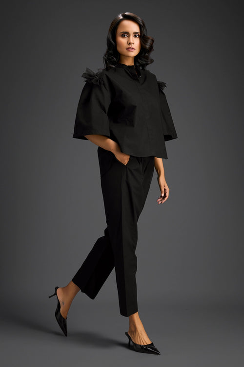 Structured Black Co-ord Set Pants