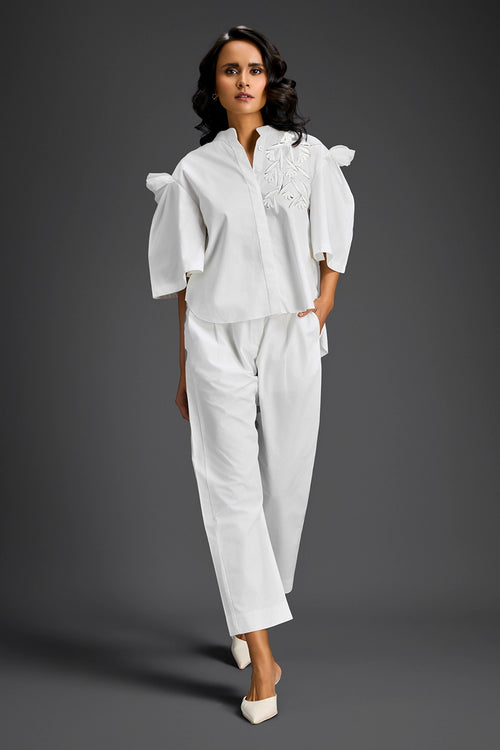 Structured White Co-ord Set Pants