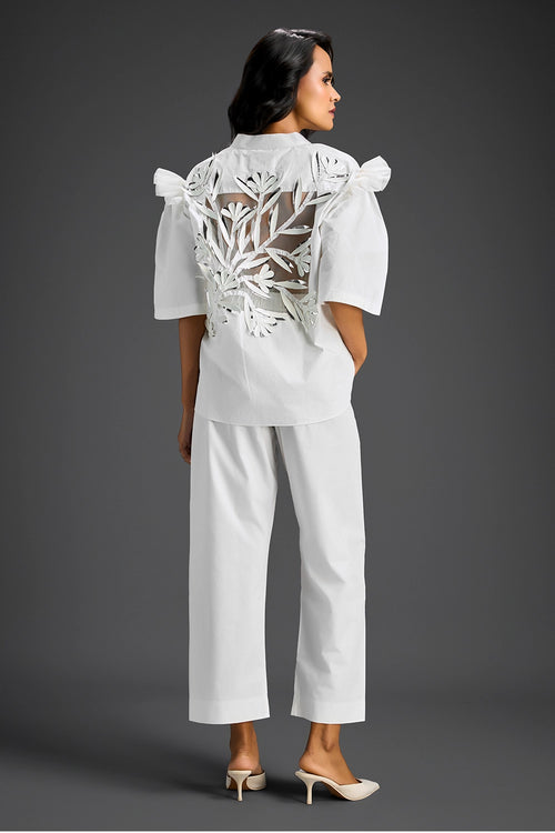 Structured White Co-ord Set Pants