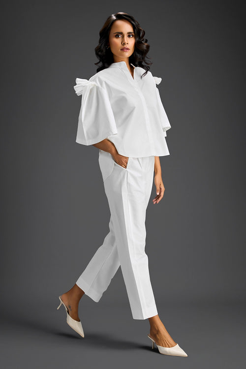 Structured White Co-ord Set Pants