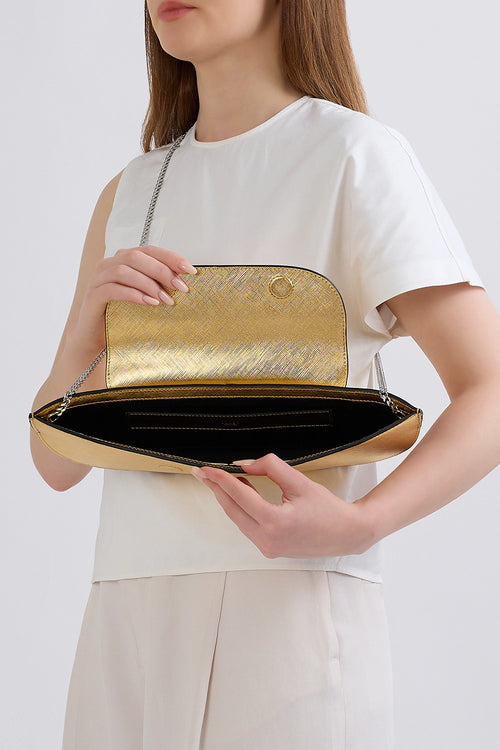 Nadia Metallic Gold Clutch Bag