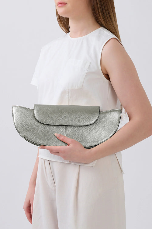 Nadia Metallic Silver Clutch Bag