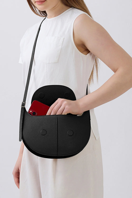 Nadia Black Pebble Crossbody Bag