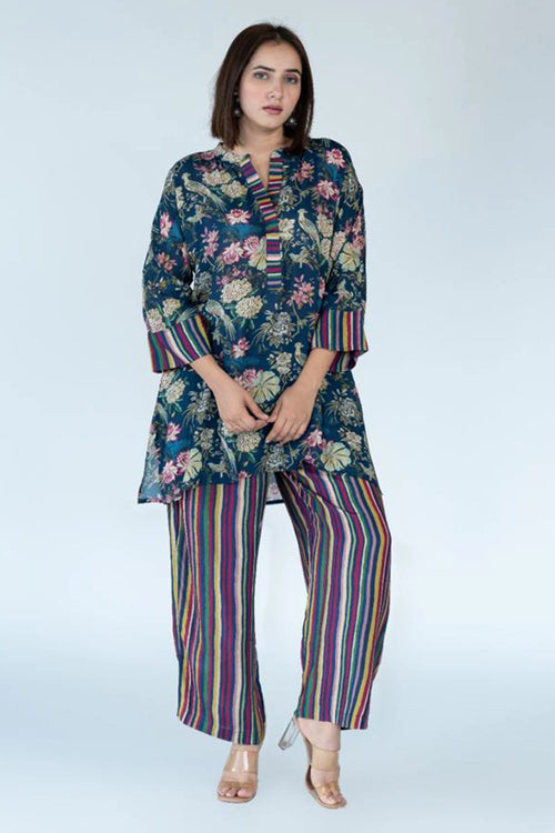 Bird Print Navy Blue Co-ord Set