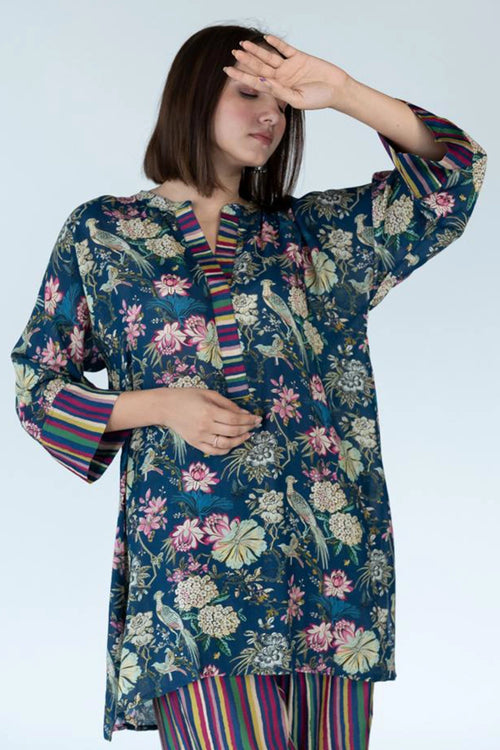 Bird Print Navy Blue Co-ord Set