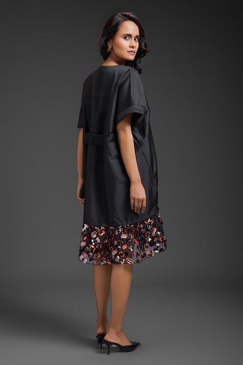 Black Neon Metallic Hem Dress