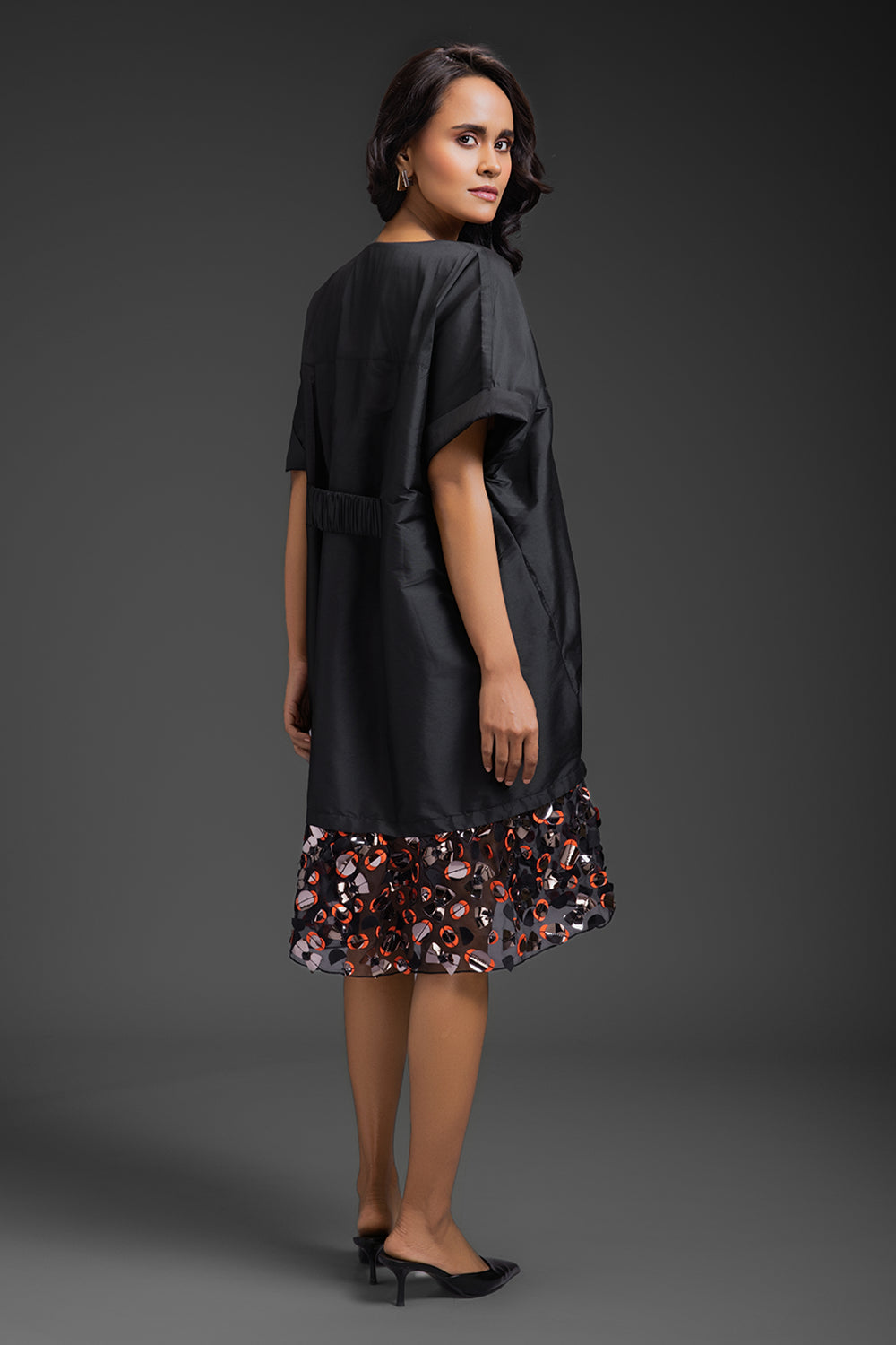 Black Neon Metallic Hem Dress